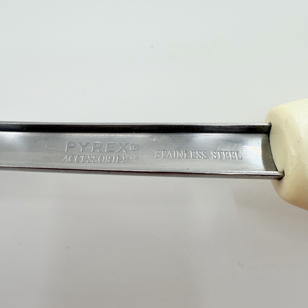 Vintage Pyrex Stainless Steel Slotted Spoon Handle 80s 90s Vtg Kitchen Tool - Picture 3 of 11